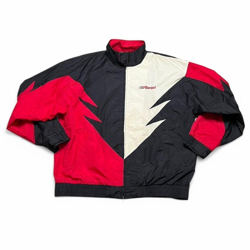 Speed Zone Race Gear Jacket Men XL Red Black Vintage Tarari Windbreaker Racing